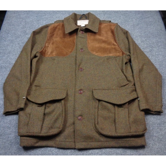 Filson USA Yukon Wool Suede Mens Size Large Custom Clays Jacket Hunting Shooting